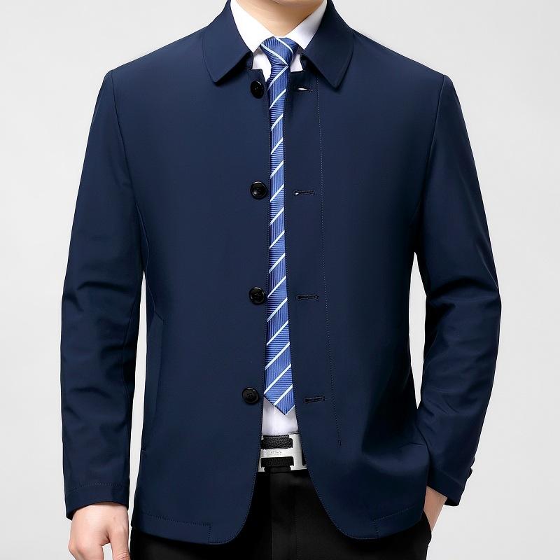 Middle-aged Mulberry Silk Men's Tops Business Casual Lapel Jacket Spring and Autumn New Dad Wear Leader Cadre Jacket