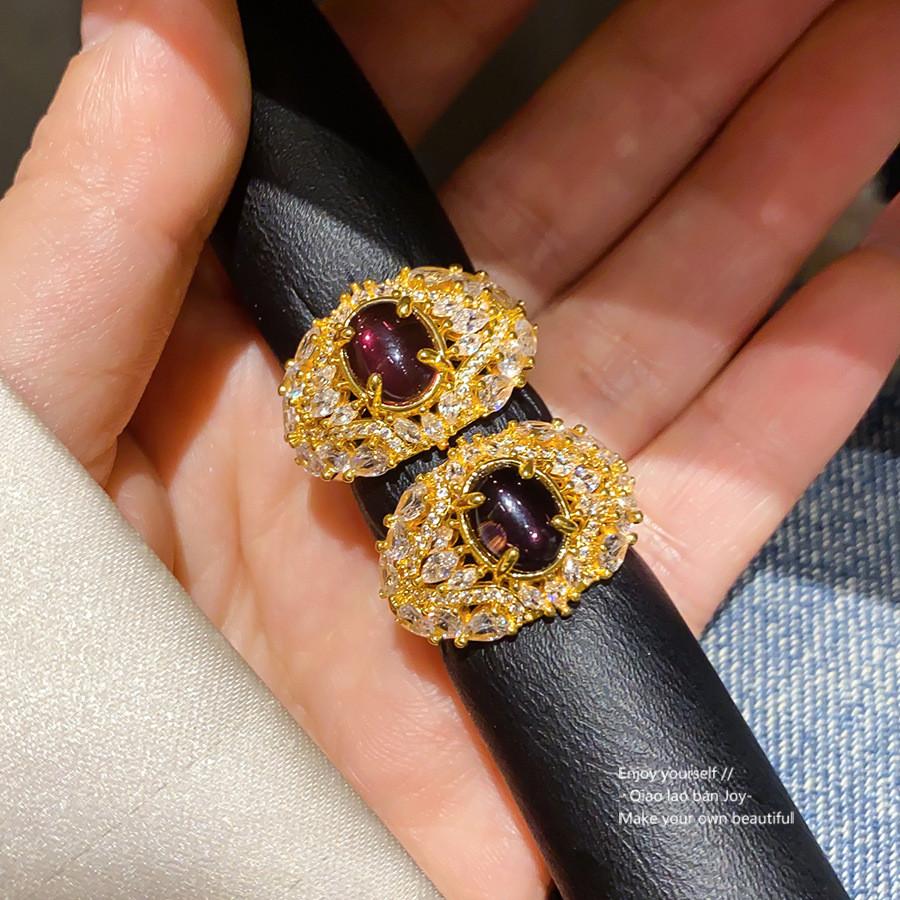 Geometric Gold Plated Zircon Oval Ring For Women Elegant Fashion Jewelry