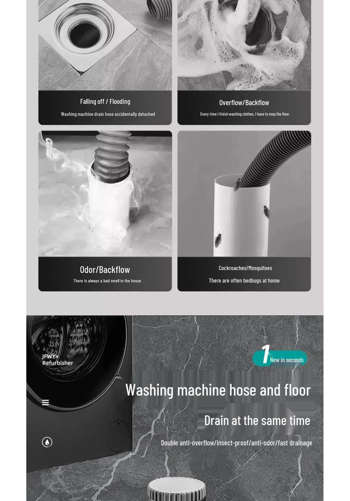 Three-Way Anti-Odor Drain Connector for Washing Machine & Dryer