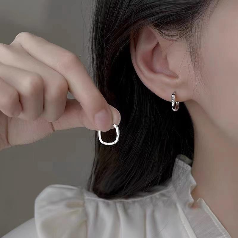 925 Sterling Silver Hoop Earrings - Women's High-End Luxury 2023 Niche Design Studs