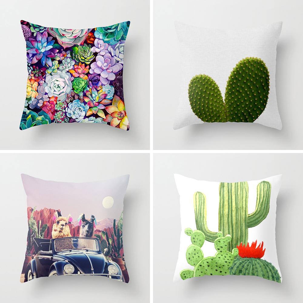 Nordic Style Tropical Plant Cactus Pattern Cushion Cover Sofa Car Office Pillowcase Home Decor Pillowcase