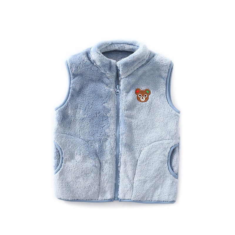 Children's Velvet Vest New Thick Waistcoat Outerwear Boys and Girls Flannel Vest Home Wear Zipper Coat