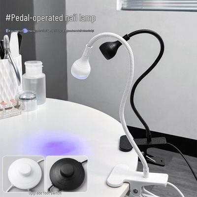 5W Fast-Drying Pedal-Operated Nail Lamp with Movable Clip, Ideal for Nail Salons, Shaping, Rhinestone Application, and UV Glue Curing.