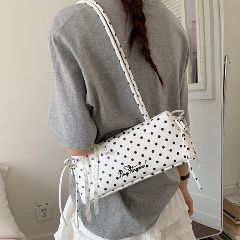 Fashionable Polka Dots PU Leather Sweet Girls Underarm Bag Women's New Fashion All-match Commuter Shoulder Bag Female Daily Use