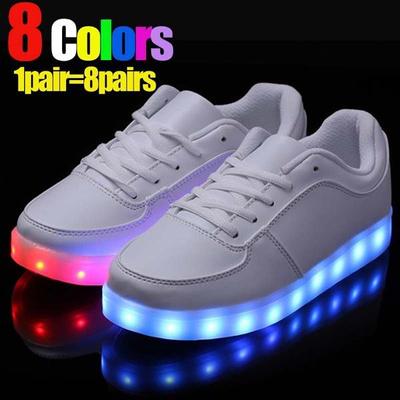 8 couleurs LED chaussures lumineuses hommes femmes unisexe Couple baskets mode décontracté plat chaussures Led pour adultes USB charge lumières chaussures
