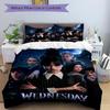 3Pcs Wednesday Addams Mystery Bedding Set Soft Fabric Duvet Cover Pillowcases Home Christmas Xmas Halloween Gift 1 Duvet Cover 2 Pillowcase L1256