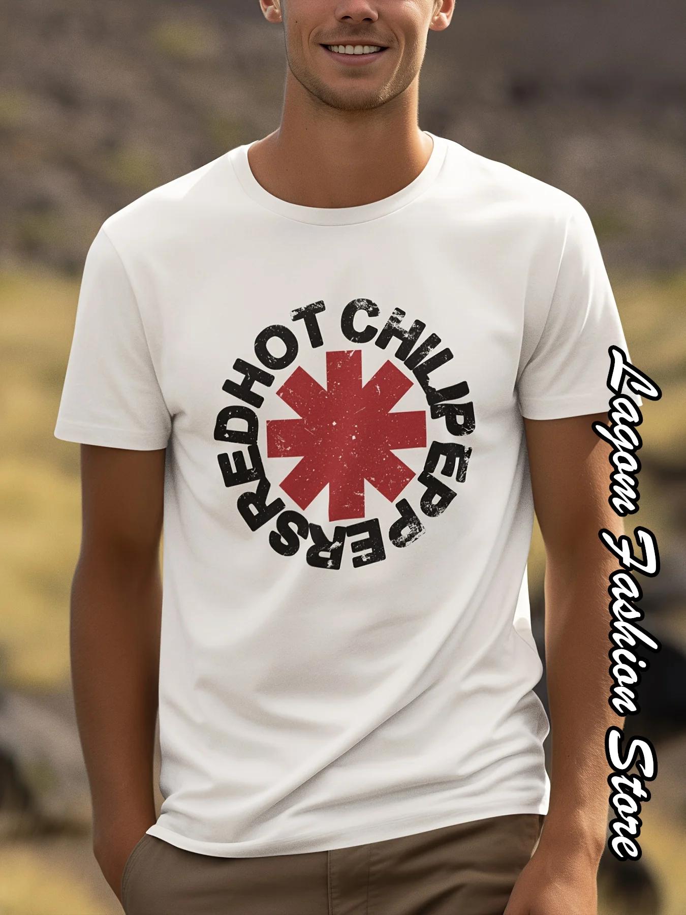 

Летняя мужская модная хлопковая футболка с принтом Red Hot Chili Peppers, топы, футболки, мужская одежда с коротким рукавом, повседневная уличная одежда M