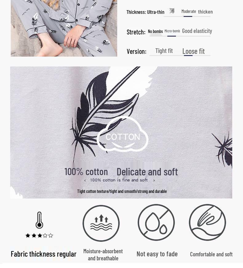 Men's 100% Cotton Long Sleeve and Pants Pajama Set - Plus Size, Spring/Autumn, Loose Fit, Two-Piece Home Wear