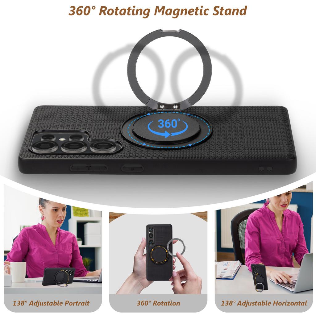 VILI D-THS Series for Samsung Galaxy S23 Ultra Magnetic Case Ring Kickstand PC TPU Phone Back Cover with Strap