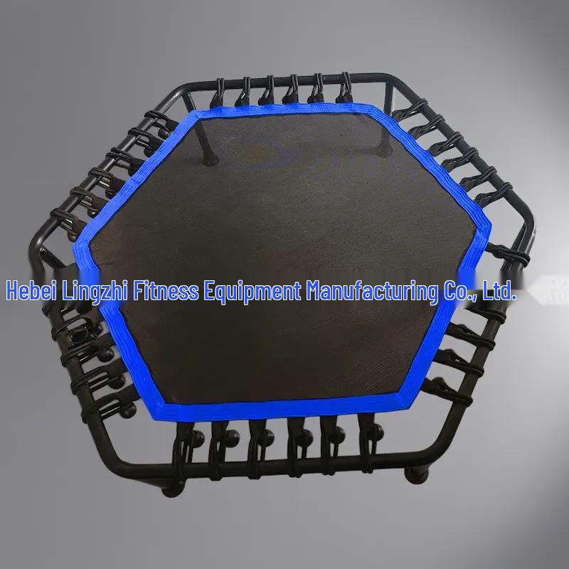 45-Inch Hexagonal Indoor Trampoline with Handrail for Adults