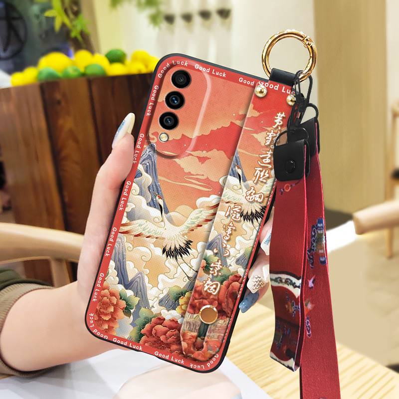 Lanyard For Mom Phone Case For Wiko T50 Shockproof Waterproof Dirt-resistant Phone Holder Silicone Back Cover Kickstand