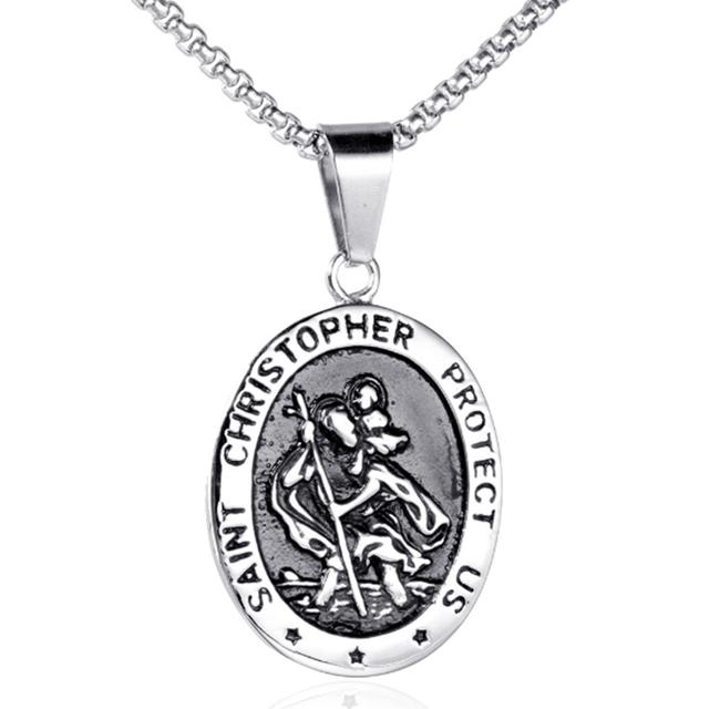 Vintage Personality St. Christopher Medal Pendant Necklaces for Men Women Classic Charm Casual Party Jewelry Holiday Gift