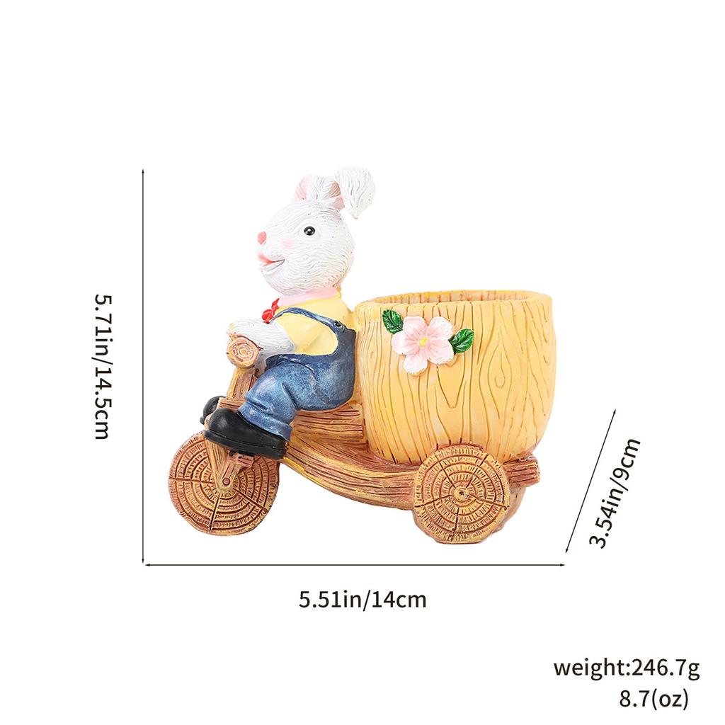 Easter Rabbit Decor Planter Cartoon Bunny Resin Handicraft Succulent Flower Pot Craft Decoration For Shelf Balcony Bedroom