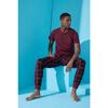 Marineblaues, kurzärmliges Herren-Pyjama-Set mit Urban-Print