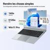 PC Portable -15.6 ''FHD-Intel Pentium Gold 6500Y(Jusqu'à 3.4 GHz)-16Go RAM-512Go SSD-ordinateur Portable-Windows 11 Pro