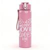 1PC Light Cursive Love Letter Print 750ml Color Plastic Sports Water Bottle Leakproof Flip Straw Lid Suitable for Sports Office Home Use