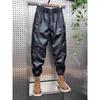 Men's Plush Thickened Leather Motorcycle Pants - Windproof, Warm, Casual Leggings for Autumn and Winter