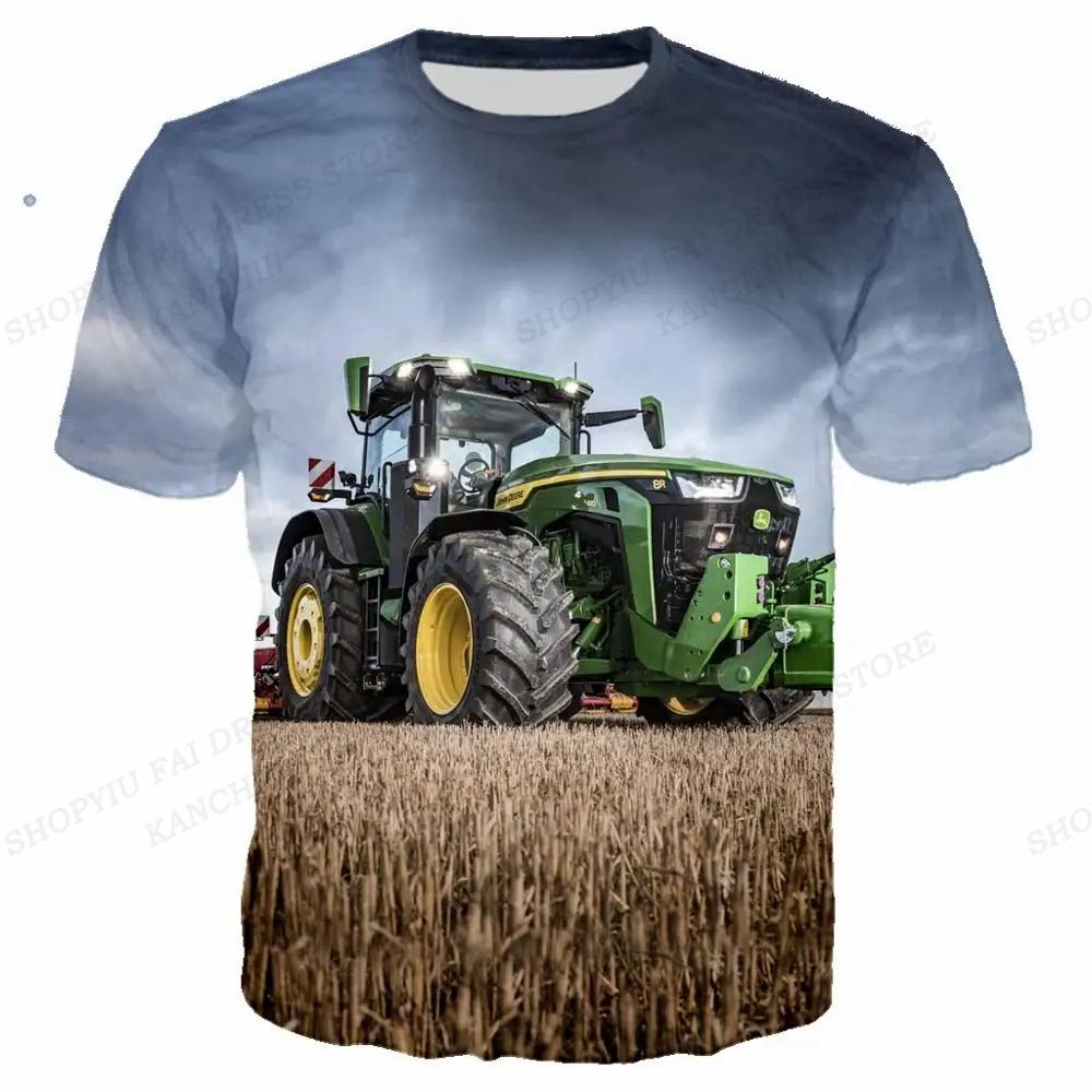 Sommer Herren T-Shirt LKW Traktor 3D Druck T-Shirt Männer Frauen Mode T-Shirt Kinder Hip Hop Oberteile Tees Traktorfahrer T-Shirt Auto