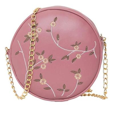 Dámská dívčí kulatá vyšívaná taška přes rameno