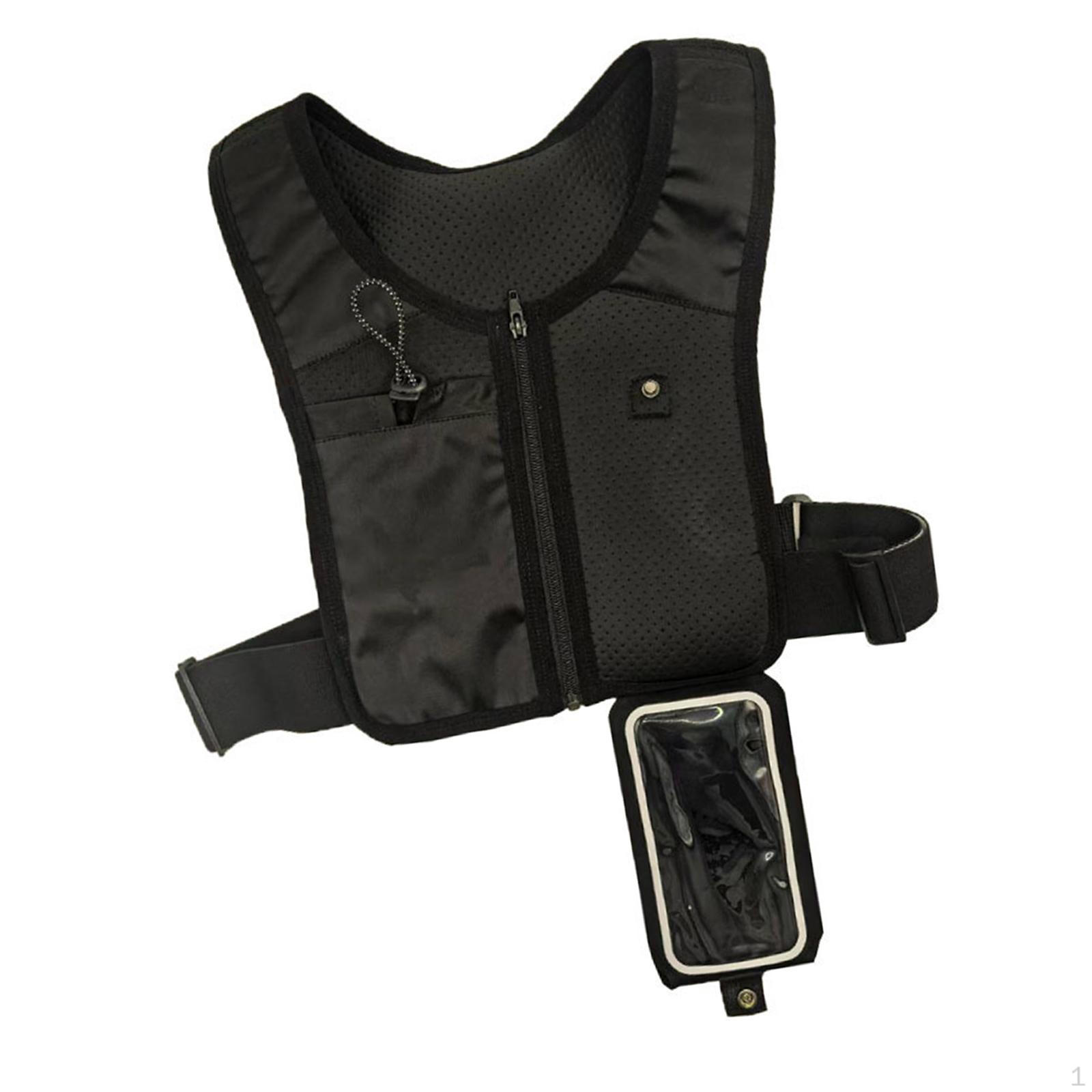 

Светоотражающий сетчатый жилет для бега, нагрудная сумка с держателем для телефона и карманом для бутылки, регулируемый поясной ремень