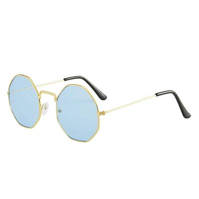 Occhiali da Sole Estivi Vintage Coreani da Donna Lenti Colorate Montatura Ottagonale Rotonda in Metallo Occhiali da Sole Outdoor Viaggio Occhiali Parasole