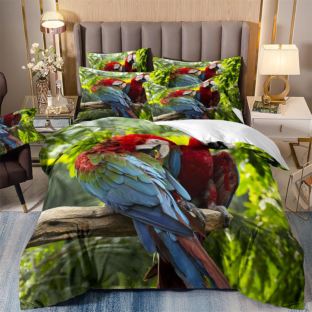 Flower Flamingo Bedding Set For Girl,Flamingos Full Bed Set,2 People Comforter Cover,Pink And Black Pdouble Bed Cover,Microfiber