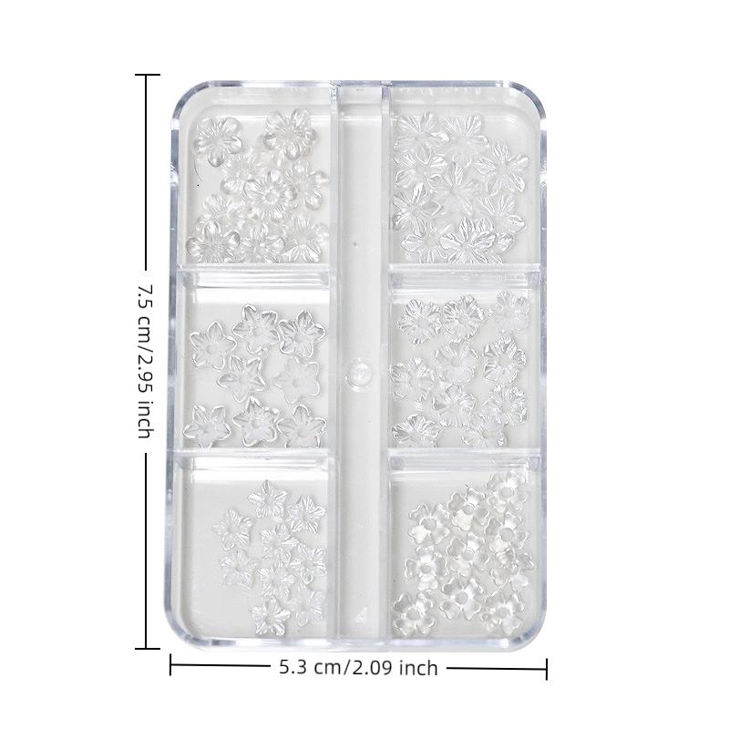 6 Grids Mix 3D Flowers Bowknot For Nail Charms Decoration For Nails Design Resin Petals Manicure Decals Accessories