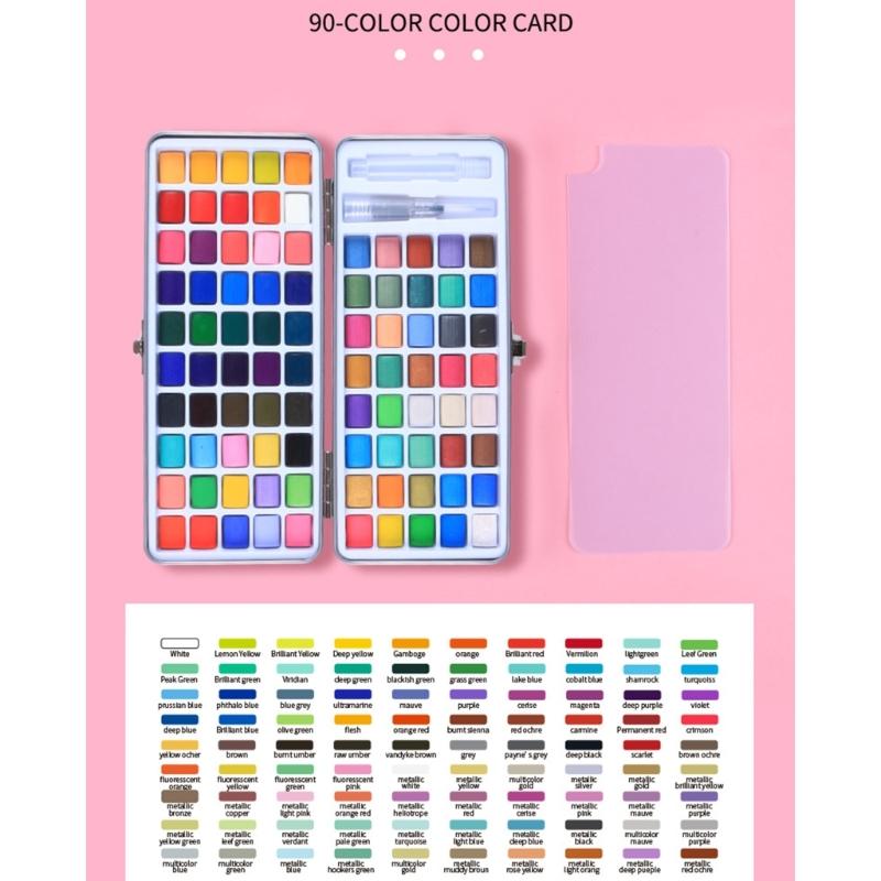 50/72/90/100 Colors Solid Watercolor Paint Set Pearlescent Watercolor Paint Art Painting Supplies for Hobbies Painter
