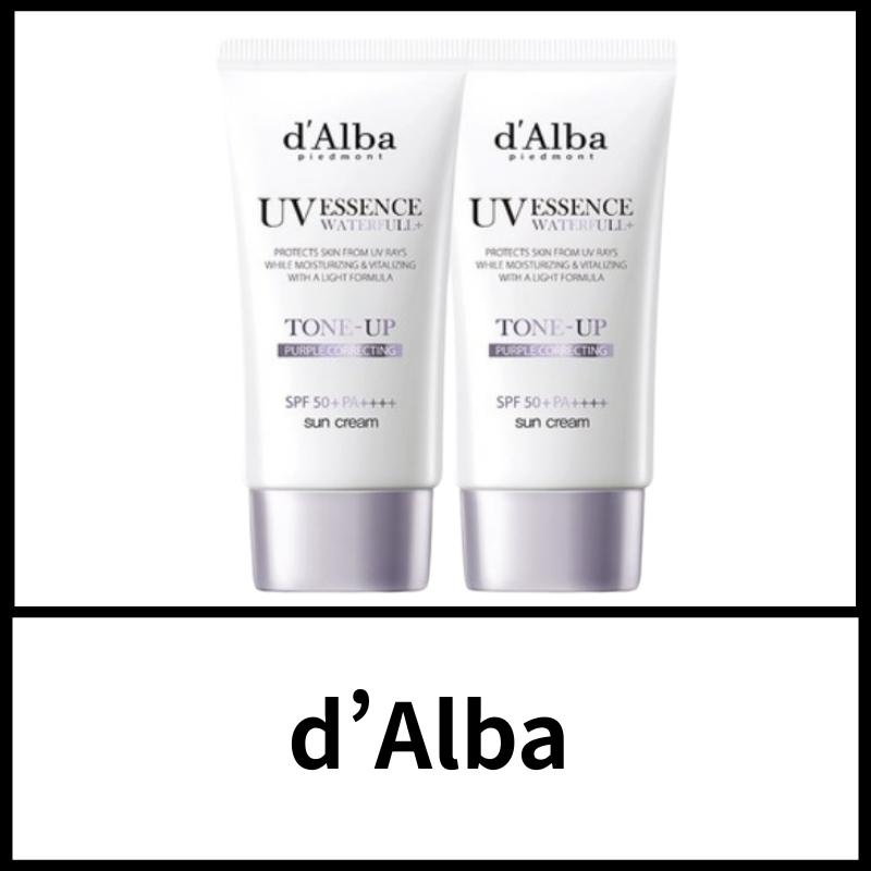 d Alba Vegan Waterfull Purple Tone-Up Sunscreen Set(50ml x 2ea) |SPF50+ PA++++ |Lavender Color Correcting & Yellow-out Effect |Korean Skincare