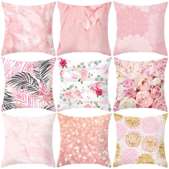 Cushion Cover Soft Washable Square Shape Rose Feathers Nordic Pillowcase for Bed
