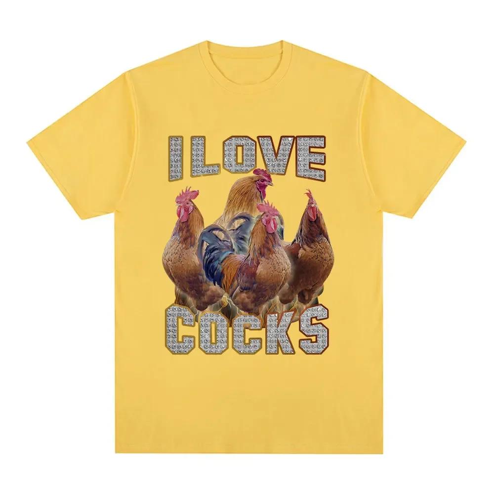 

Футболка с забавными петухами I Love Cocks Meme Футболка с коротким рукавом Chicken Enthusiast Женская футболка большого размера Уличная одежда L