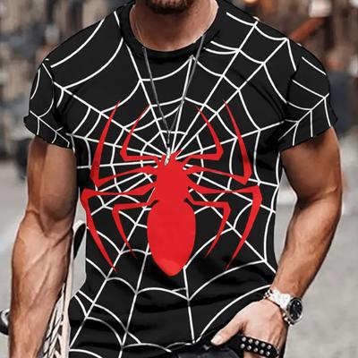 Nové letní pánské tričko s potiskem Personality Spiders Weave Webs Top