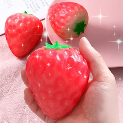 Angstlösender Erdbeer-Quetschball Simuliertes Tomaten-Dreieckskäse-Orange-Ei-Frucht Fidget Toy Anti-Stress Sensorischer Stressball