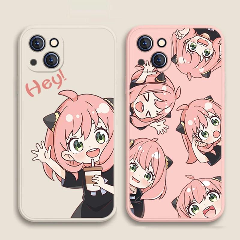 Anime SPY FAMILY Couple Silicone Phone Cases for iPhone 15 13 14 12 11 Pro Max Mini X XR XS 7 8 Plus SE Anya Forger Covers Bags