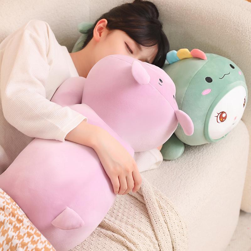 Cosplay Bee Hippo Dinosaur Pig Cartoon Lying Rabbit Doll Plush Toy Stuffed Hooded White Pink Blue Plushie Peluche Present