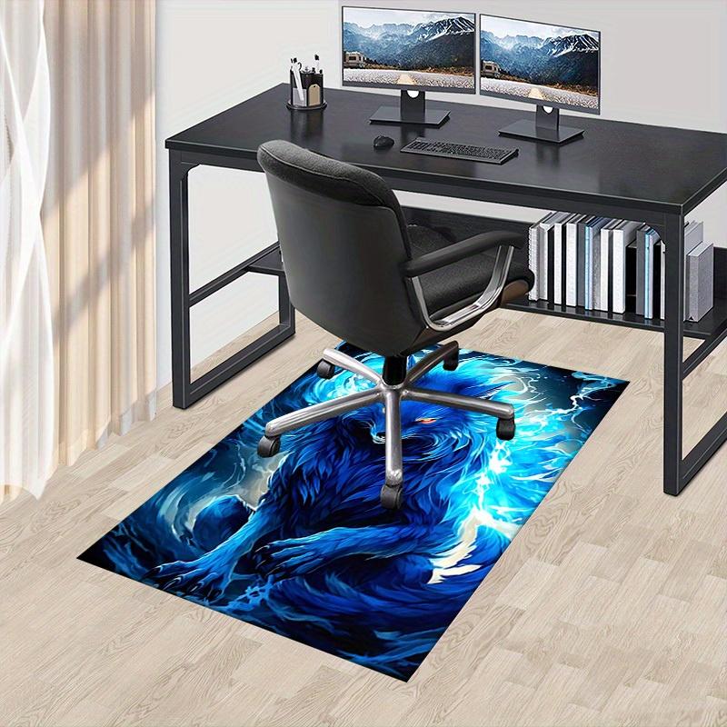 1pc Blue Wolf Spirit Themed Rug for Home Decor, Non-slip Office Carpet, Chair mat, Outdoor Mat, Christmas and Halloween gifts-0731034