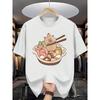 Cute Bear Eating Hot Pot Graphic Tee Breathable Cotton Short Sleeve T-Shirt Daily Wear Cartoon Foodie Apparel