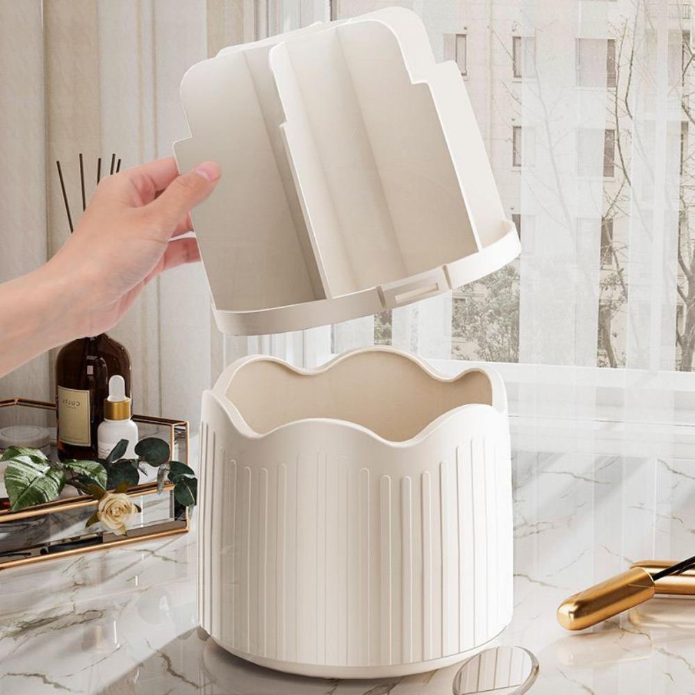 Porte-brosse de maquillage rotatif à 360 degrés, organisateur de cosmétiques avec couvercle pour vanité, porte-stylo multifonctionnel, boîte de rangement de rouge à lèvres