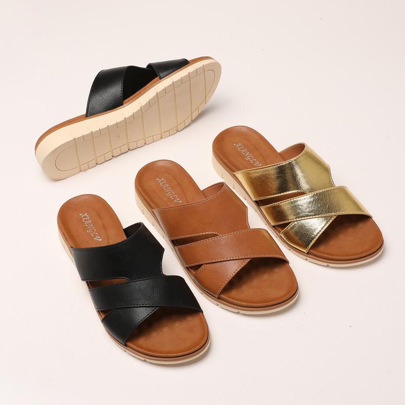 Simple Thick-soled Shoes Slippers Women's Summer Fashion Shoes Travel Lazy Person's One-foot Cool Slippers