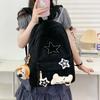 School bag women's velvet ins large capacity star computer backpack niche design junior high school high school student backpack