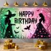 Toile de fond de fête magique Bannière sur le thème de la sorcière sombre Arrière-plan de fête enchantée Thème enchanté Arrière-plan d'anniversaire enchanté