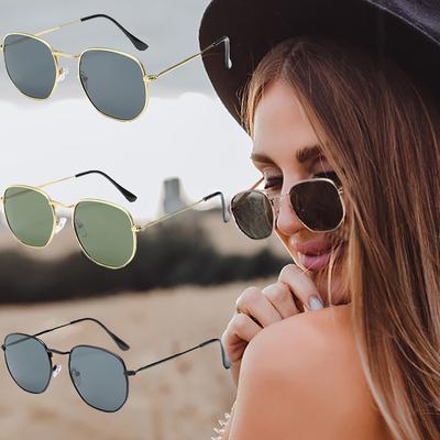 Gafas de sol pequeñas con montura redonda y montura metálica, modernas, para hombre y mujer, clásicas, a la moda.