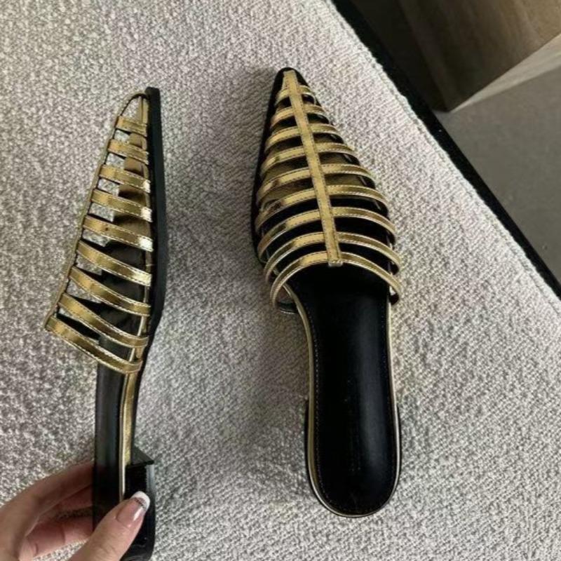 Fashion Baotou Sandals Spring New Pointed Head Shallow Mouth Thin with Soft Sole Anti-slip Wear-resistant Flat Slippers