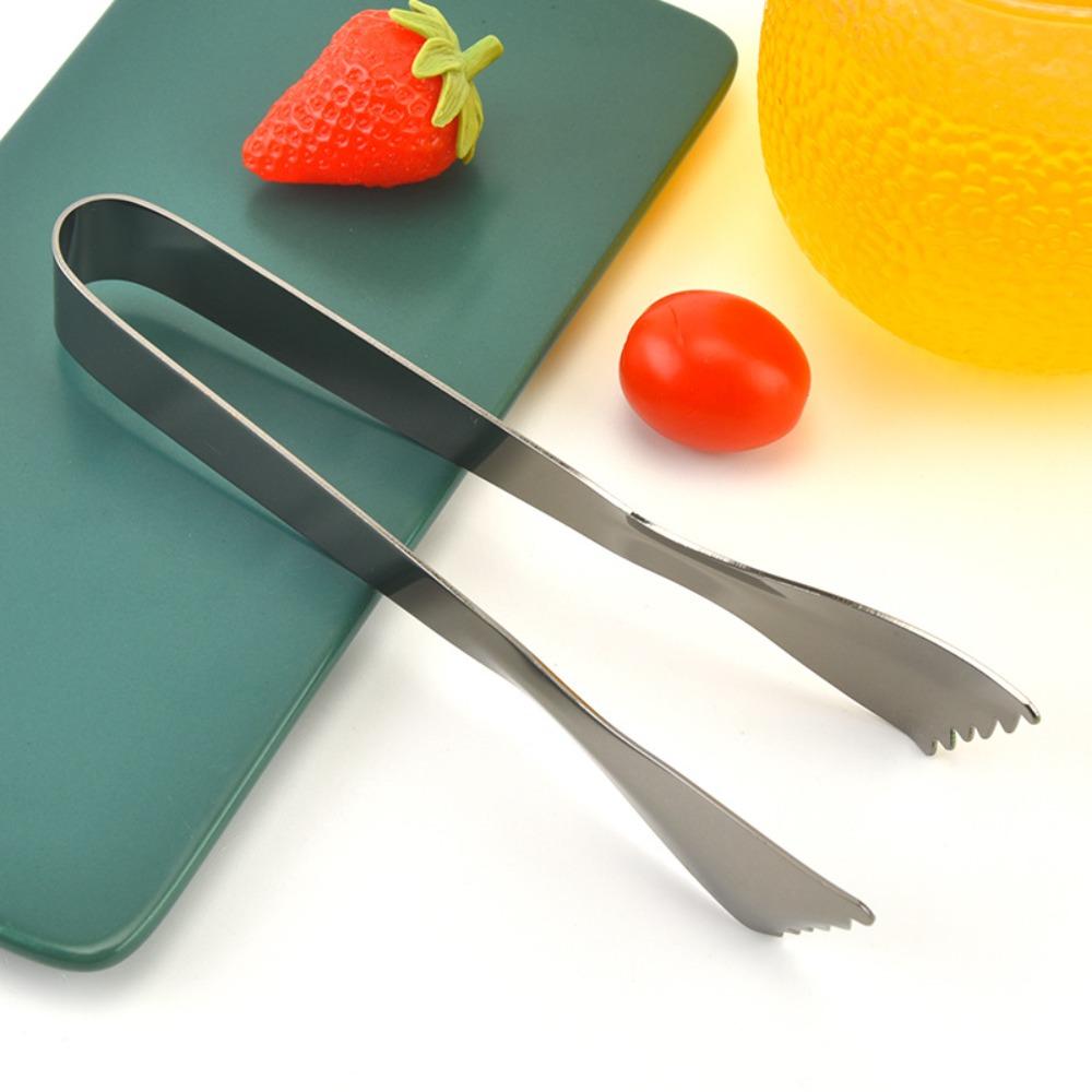 Rust-proof Serrated Ice Cube Clip 304 Stainless Steel Serving Tongs Food Tong Barbecue Clip  Bar
