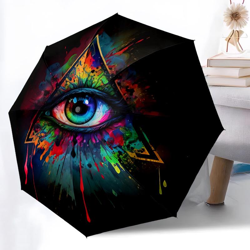 

1pc Psychedelic Eye Automatic Umbrella - Automatic Opening And Closing, Sturdy Iron Frame, Formal Occasions yy251018176