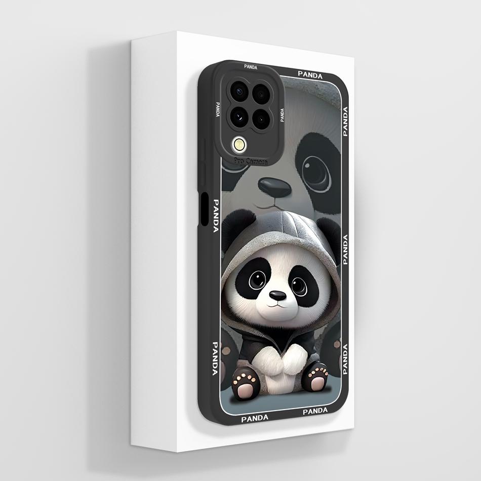 For Samsung M22 M32 A22 4G Case Cute Panda Soft Liquid Silicone Phone Back Cover For Galaxy M 22 32 A 22 Funda Camera Protectors
