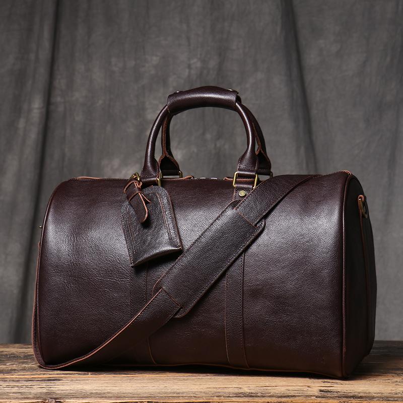 Vintage Men's Travel Bag Classic Business Messenger Bag Head Layer Cowhide Weekender Gym Bag Leather Handbag for Husband Gift