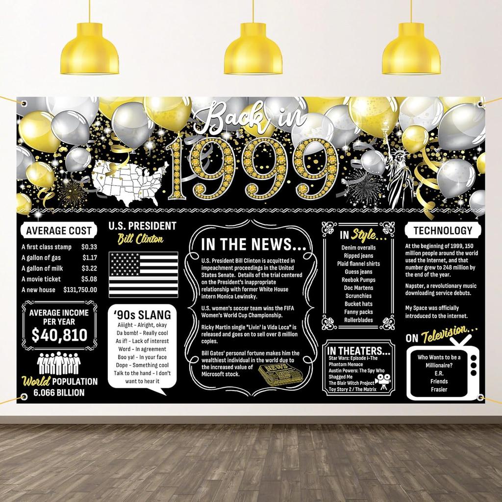 50th Birthday Black Gold Party Decoration Back In 1976 Backdrop Large Banner Birthday Party Poster Supplies Vintage 1976 Photography Background for
