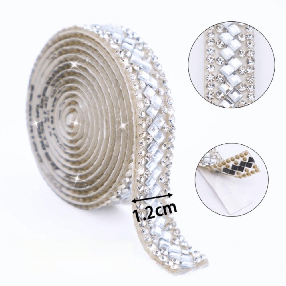 

3 Yards Self Adhesive Glass Rhinestone Flexible Sparkling Rhinestone Strip Shiny DIY Decoration Apparel Accessory Clothing Decor белый