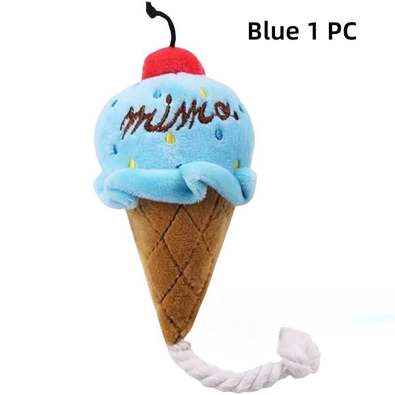 Cute Ice cream Shape Toy Puppy Dog Plush Squeaky Toy For Small Medium Dogs for Chewers Pet Cat Products Puppy Accessories